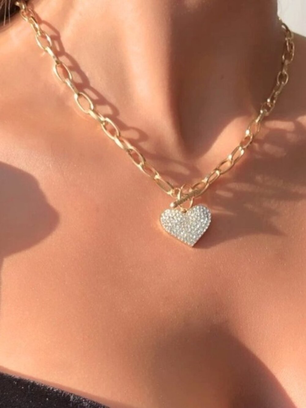 Gold Heart Toggle Necklace